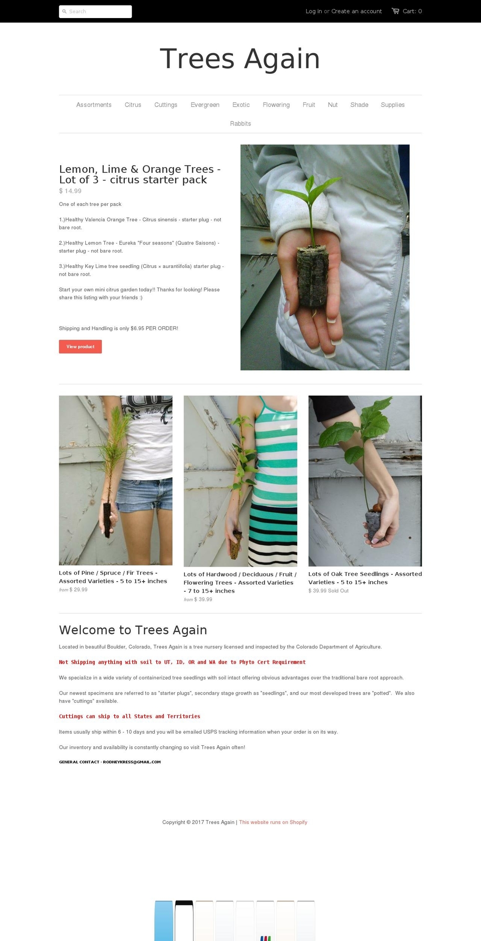 treesagain.com shopify website screenshot