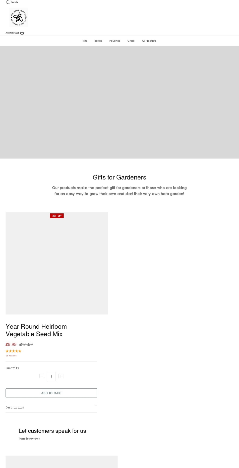 treesbeesandseeds.com shopify website screenshot