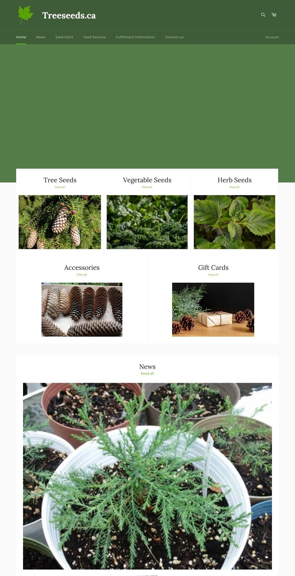 treeseeds.ca shopify website screenshot