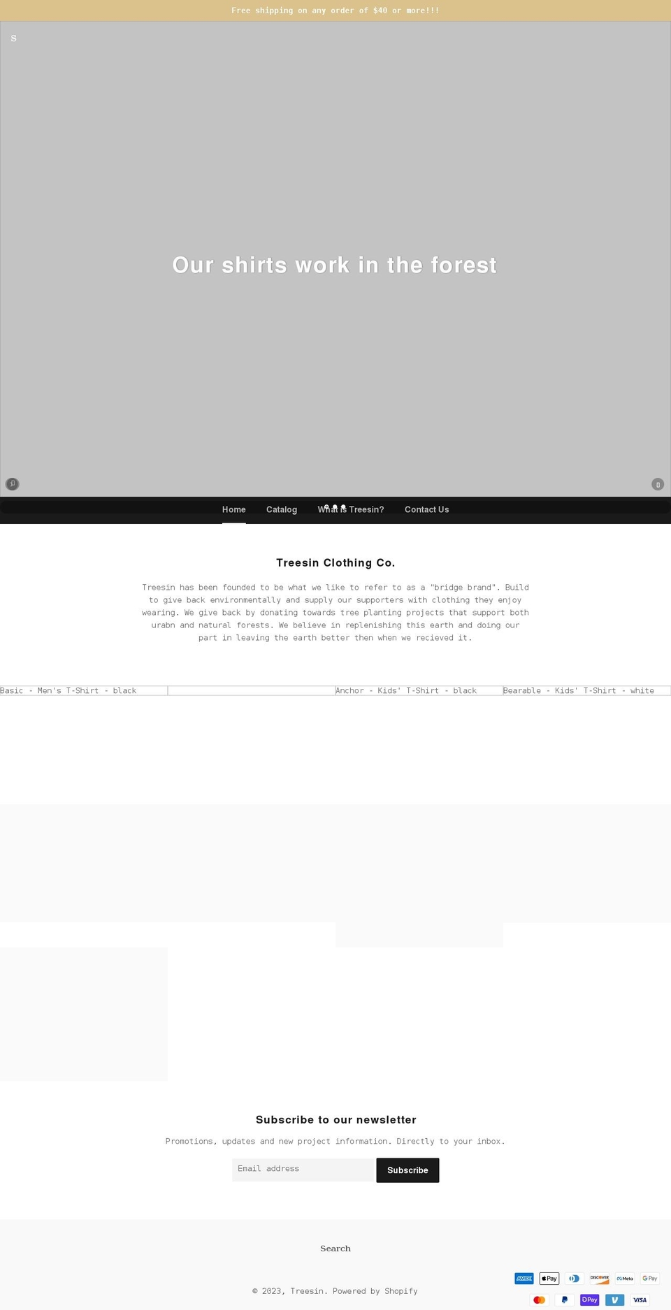 treesinclothing.com shopify website screenshot