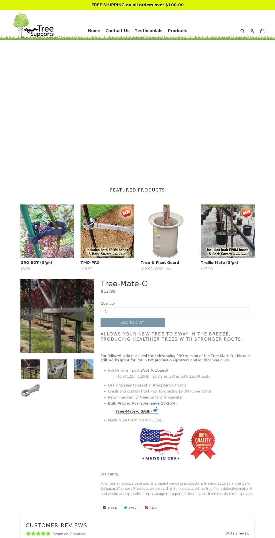 treesupports.com shopify website screenshot