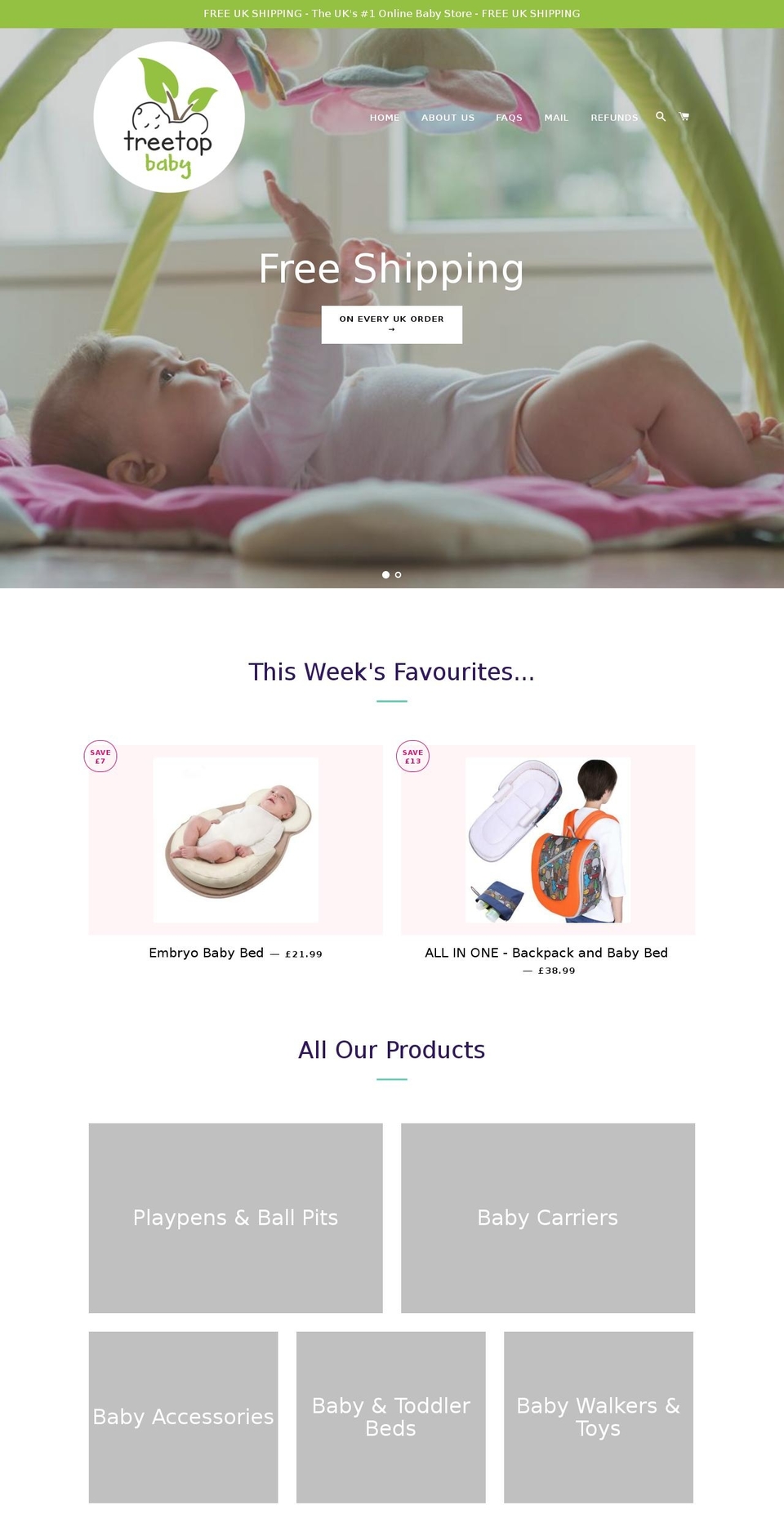 treetopbaby.com shopify website screenshot