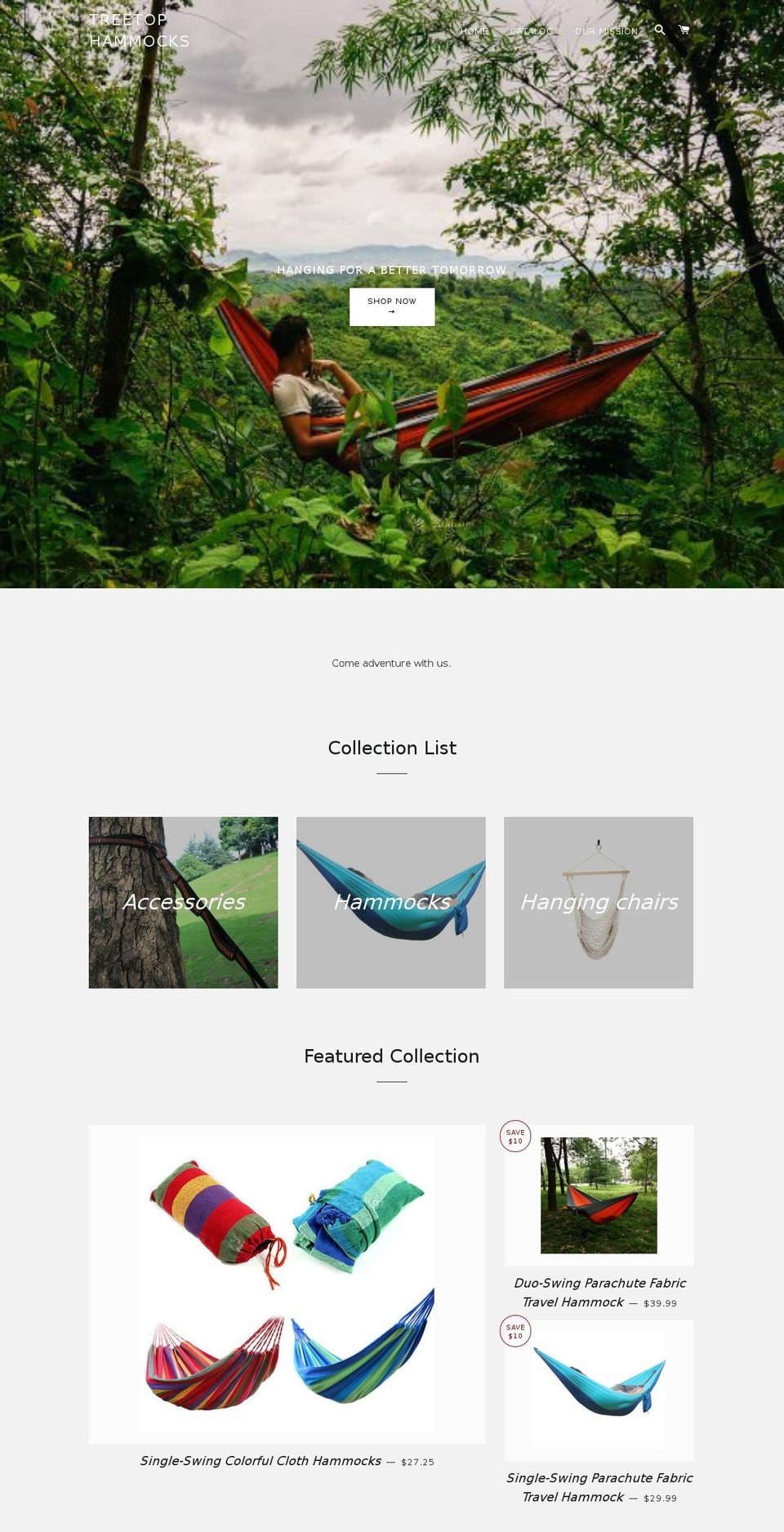 treetophammock.com shopify website screenshot