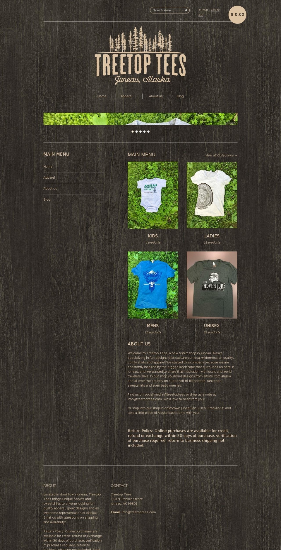 treetoptees.com shopify website screenshot