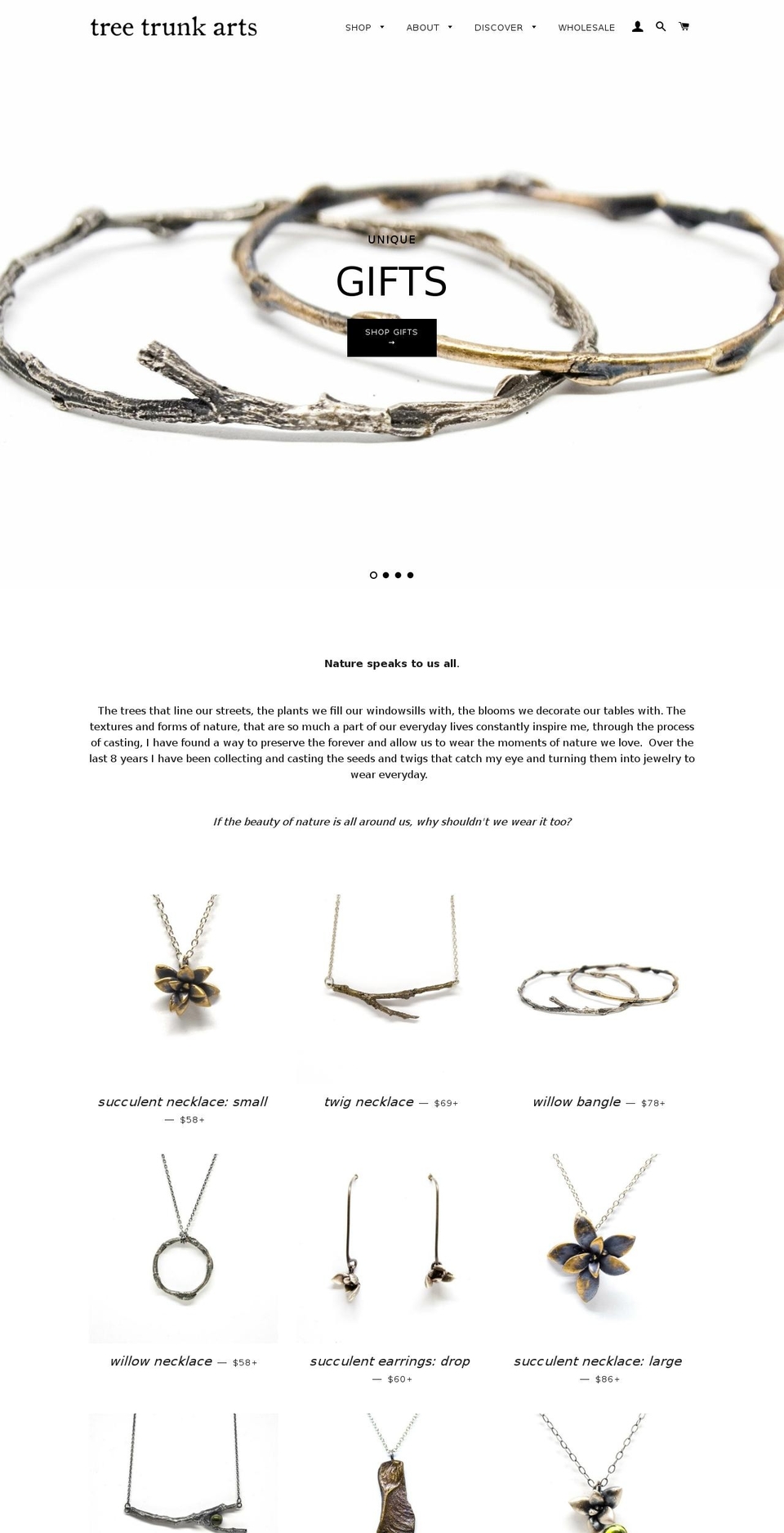 treetrunkarts.com shopify website screenshot