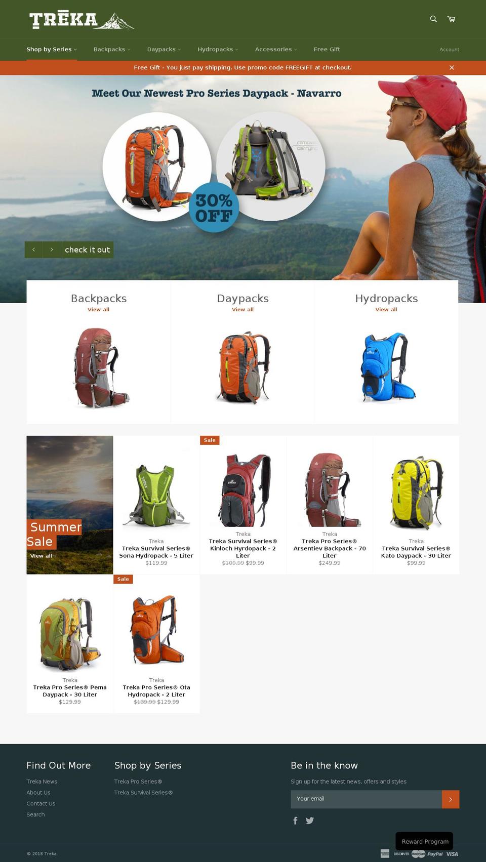 trekapacks.com shopify website screenshot