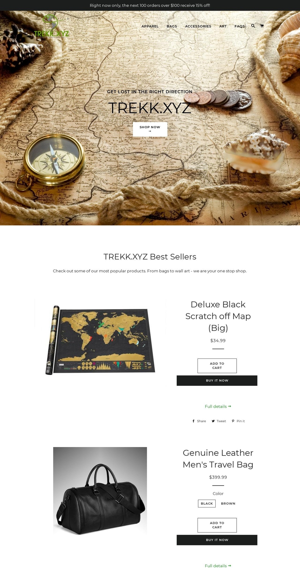 trekk.xyz shopify website screenshot