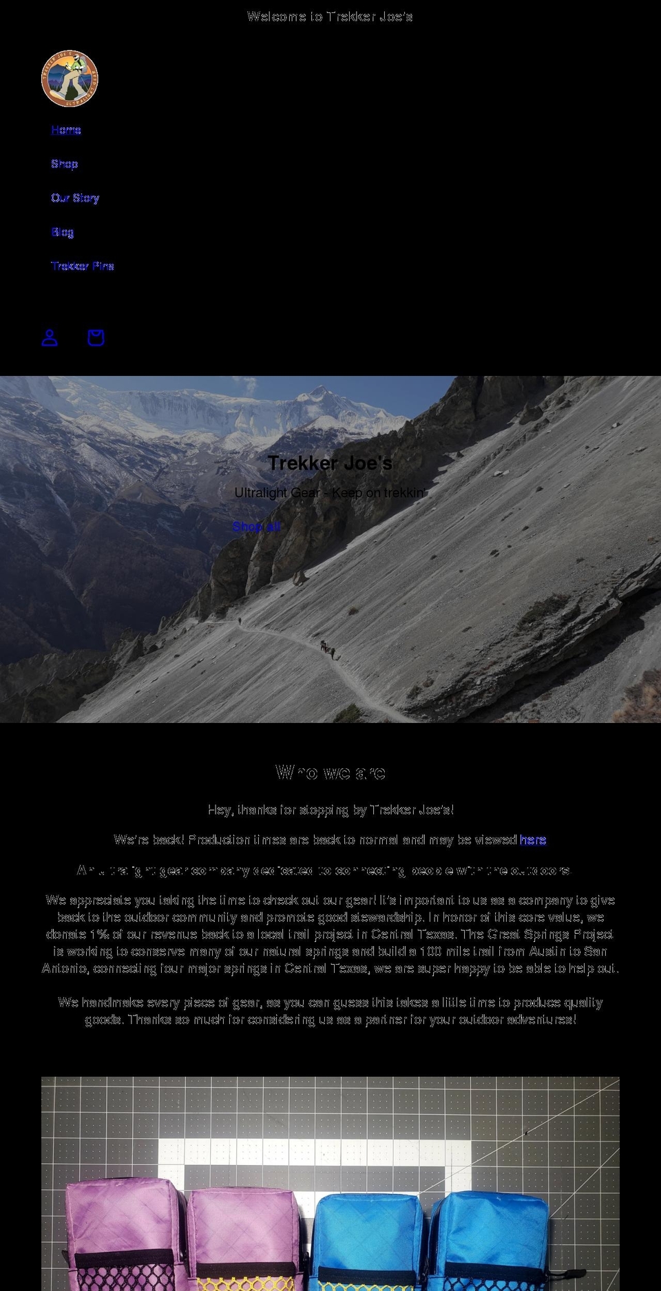 trekkerjoes.org shopify website screenshot