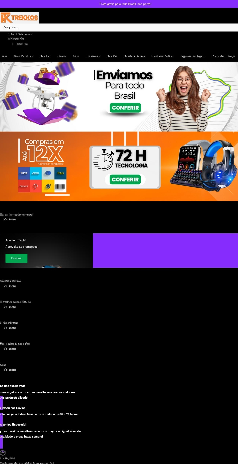 trekkos.com.br shopify website screenshot