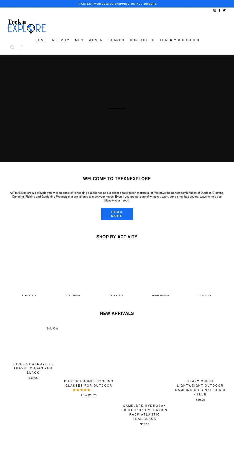 treknexplore.com shopify website screenshot