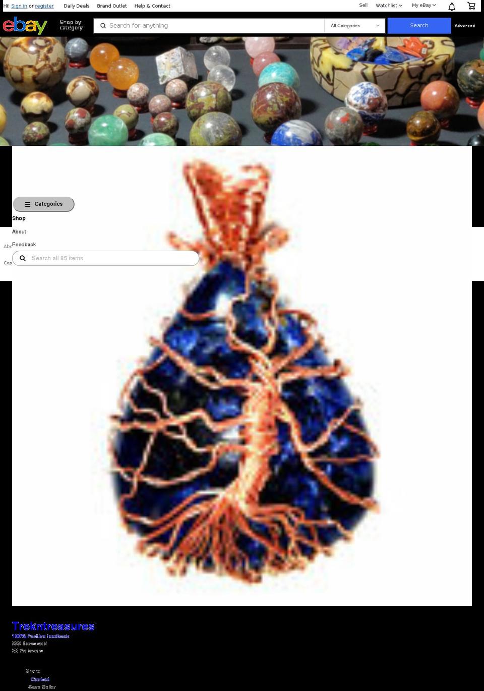 trekntreasures.com shopify website screenshot