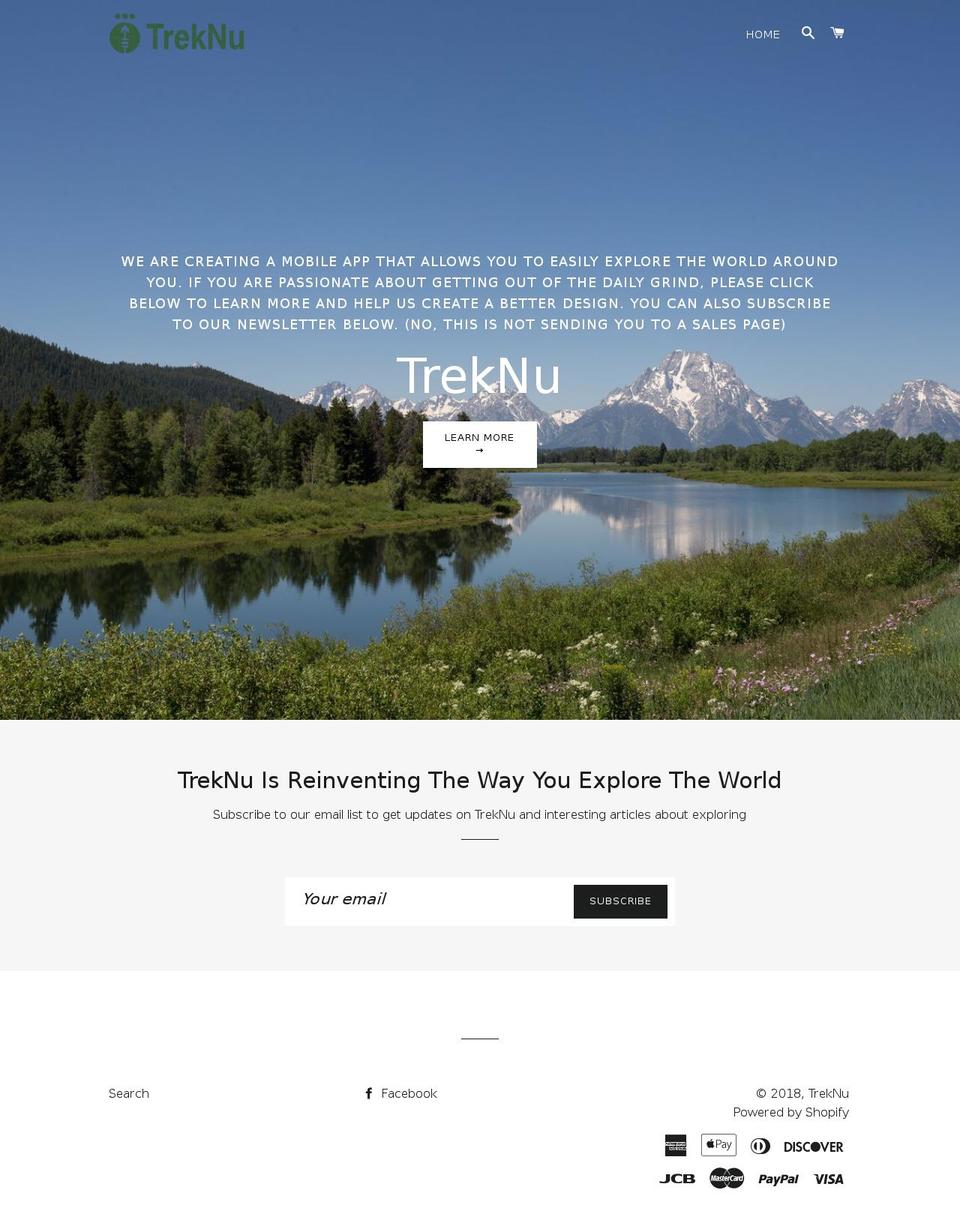treknu.com shopify website screenshot