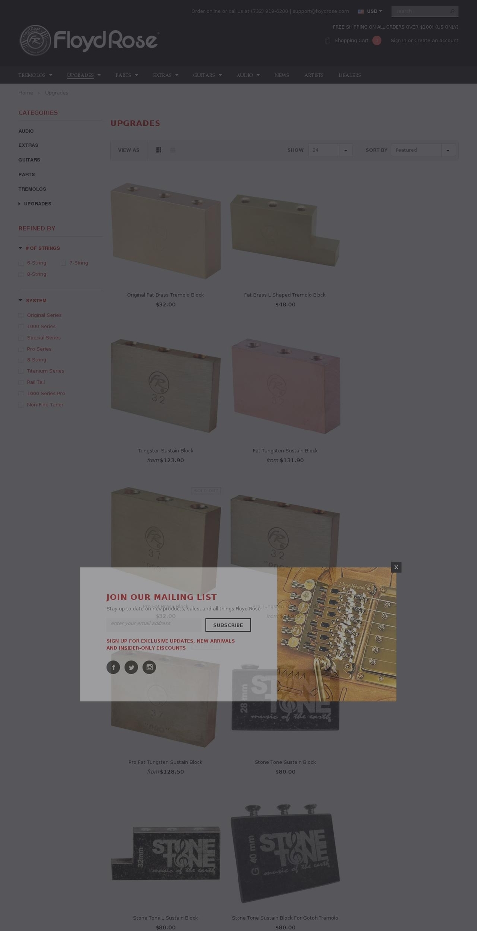 tremoloupgrades.com — Shopify storefront screenshot