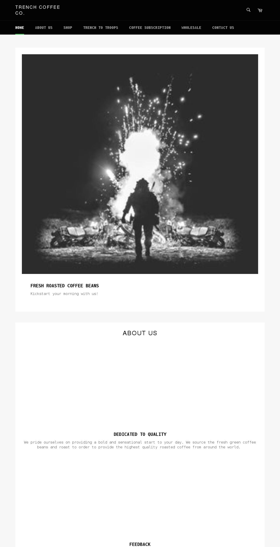 trenchcoffeeco.com shopify website screenshot