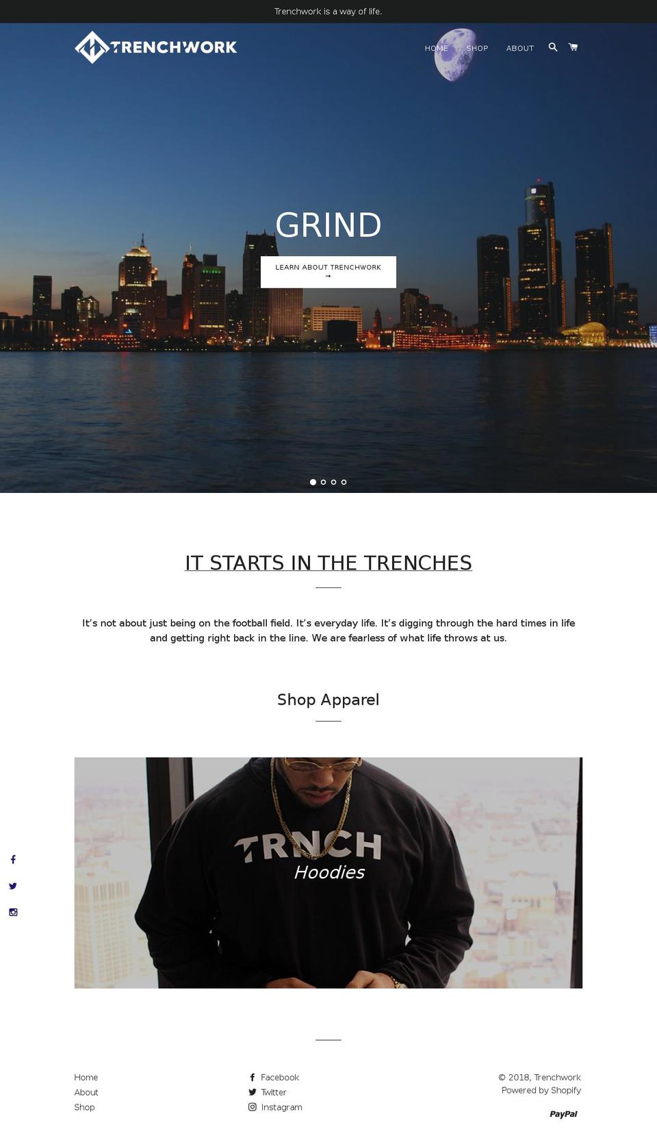 trenchworkgear.com — Shopify storefront screenshot