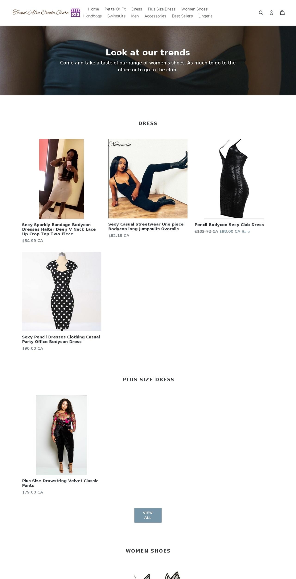 trendafrocreole.com — Shopify storefront screenshot