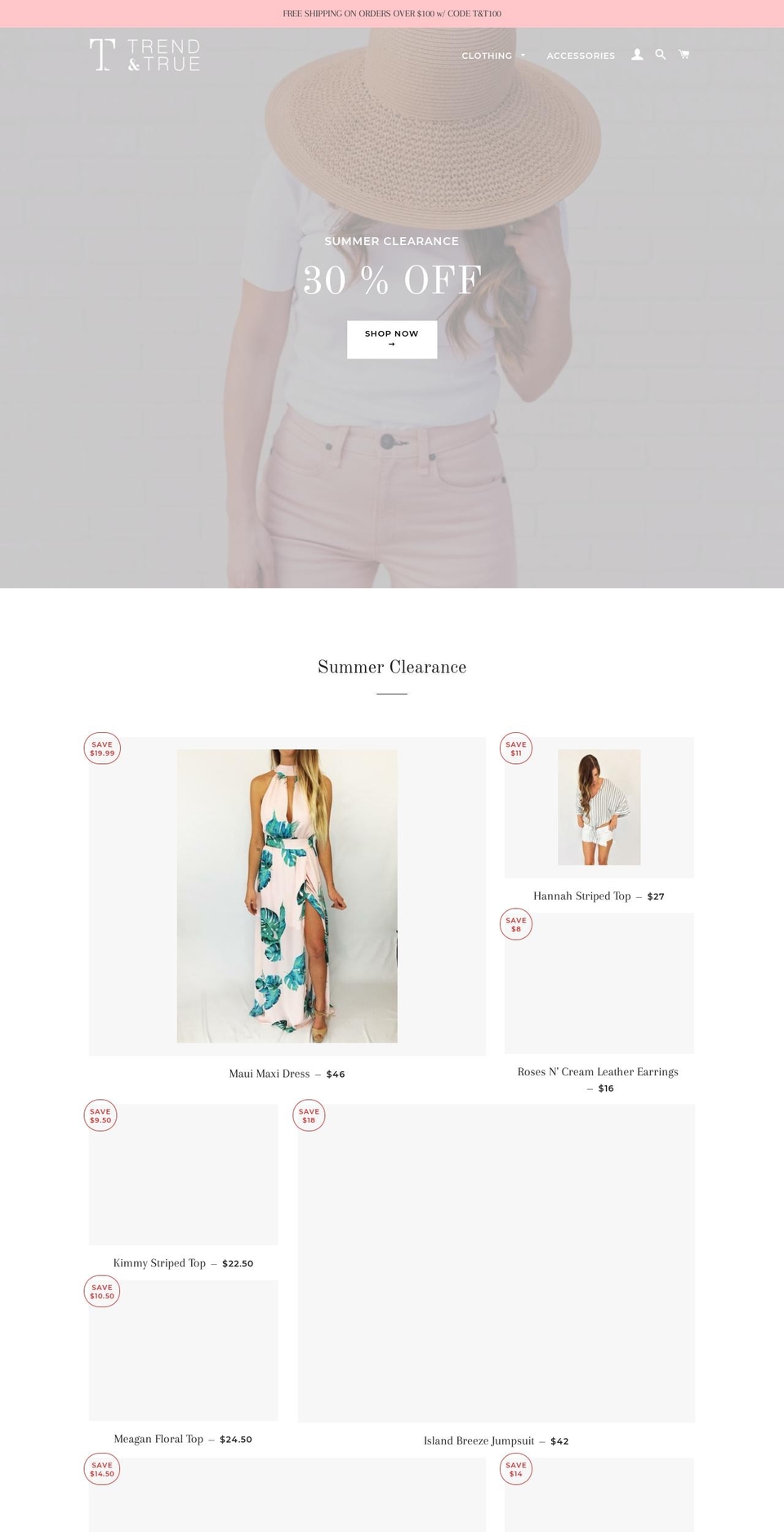 trendandtrue.com — Shopify storefront screenshot