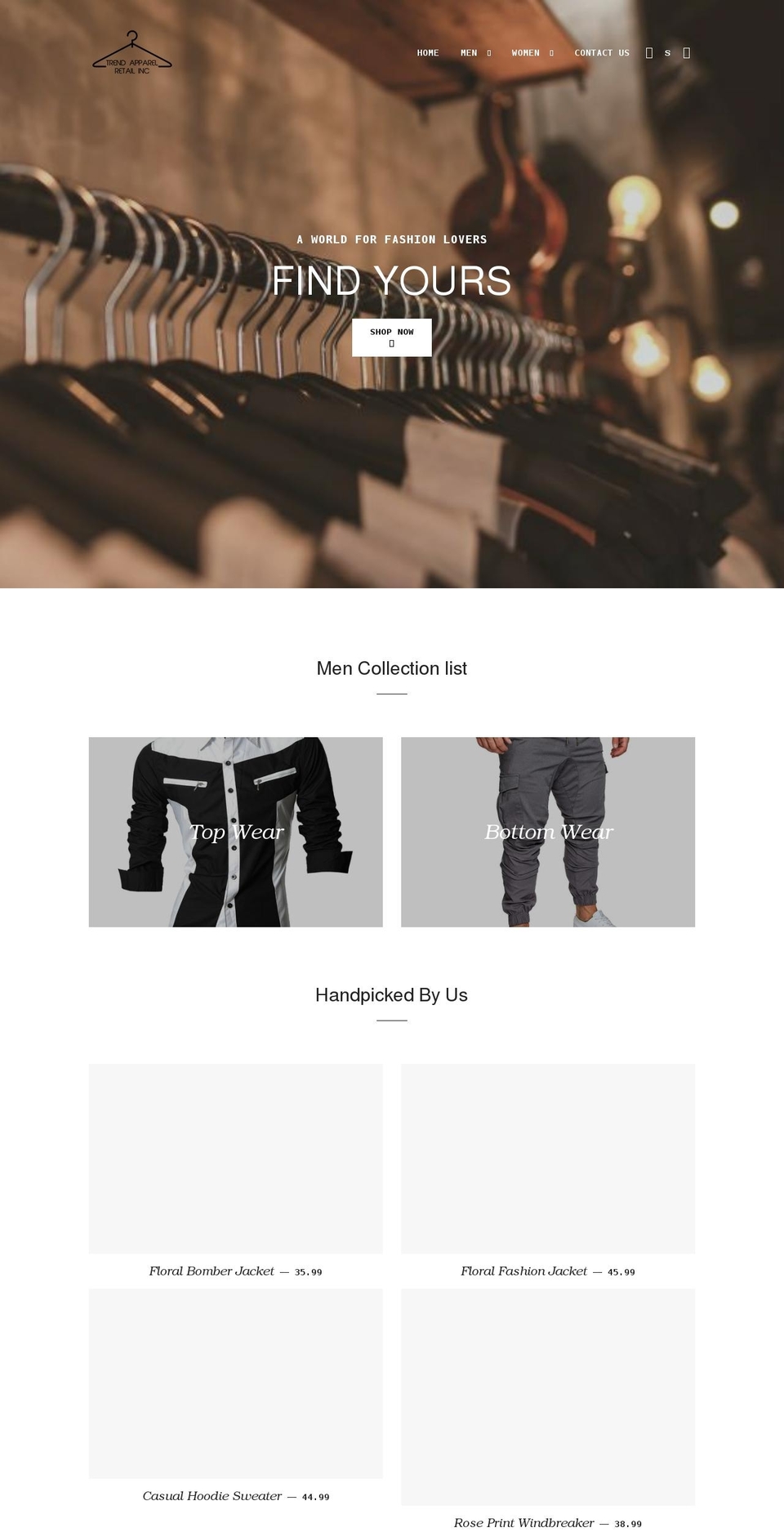 trendapparelretailinc.com — Shopify storefront screenshot