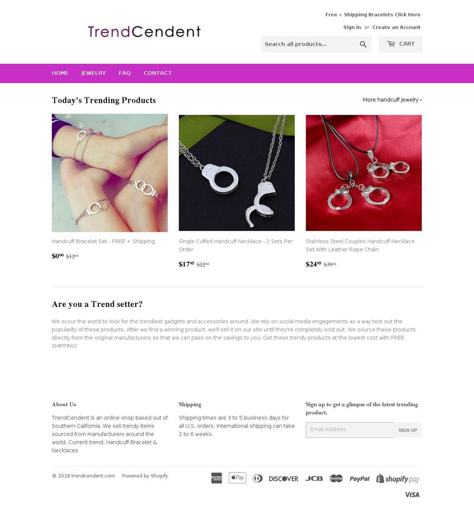 trendcendent.com — Shopify storefront screenshot