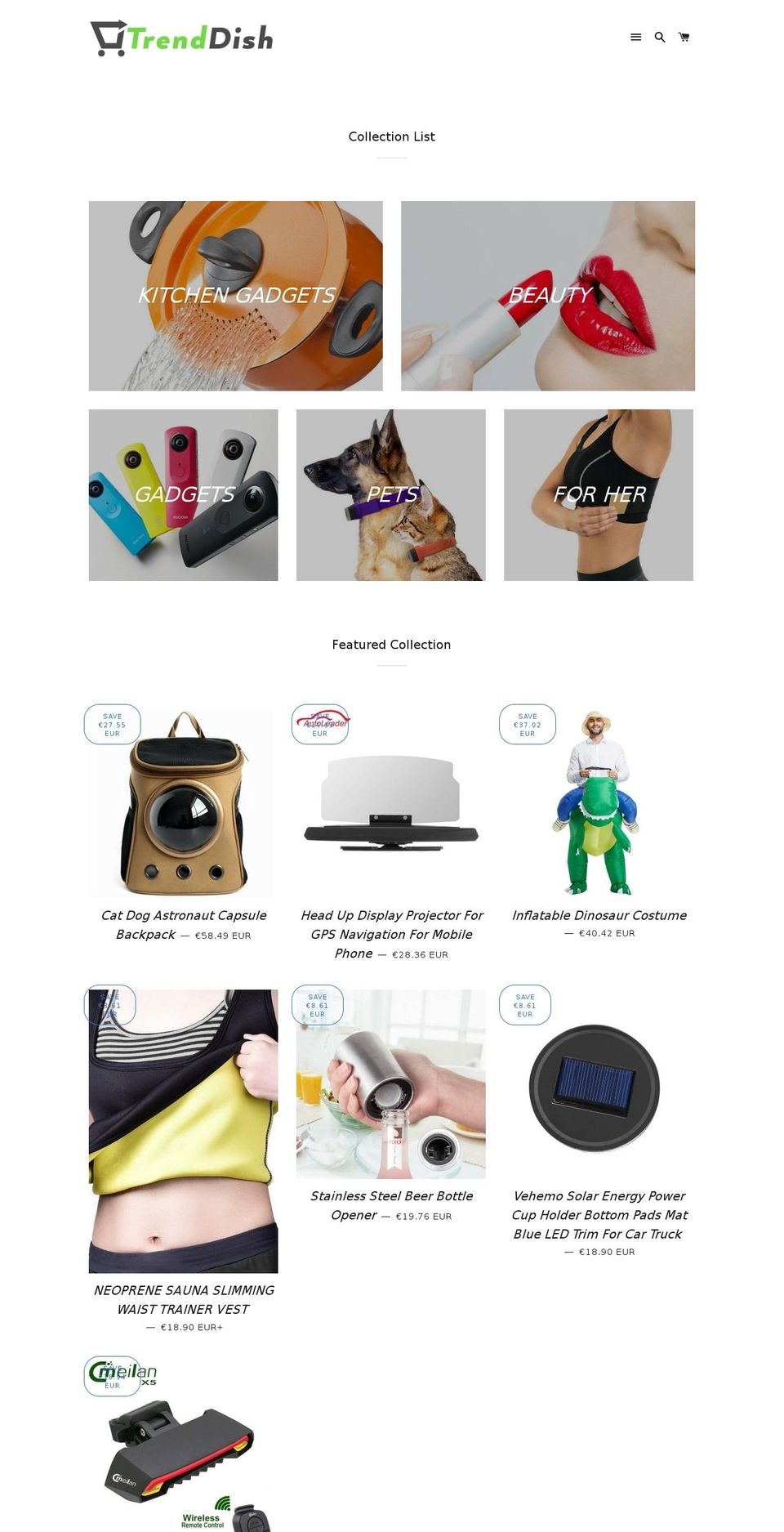 trenddish.com — Shopify storefront screenshot