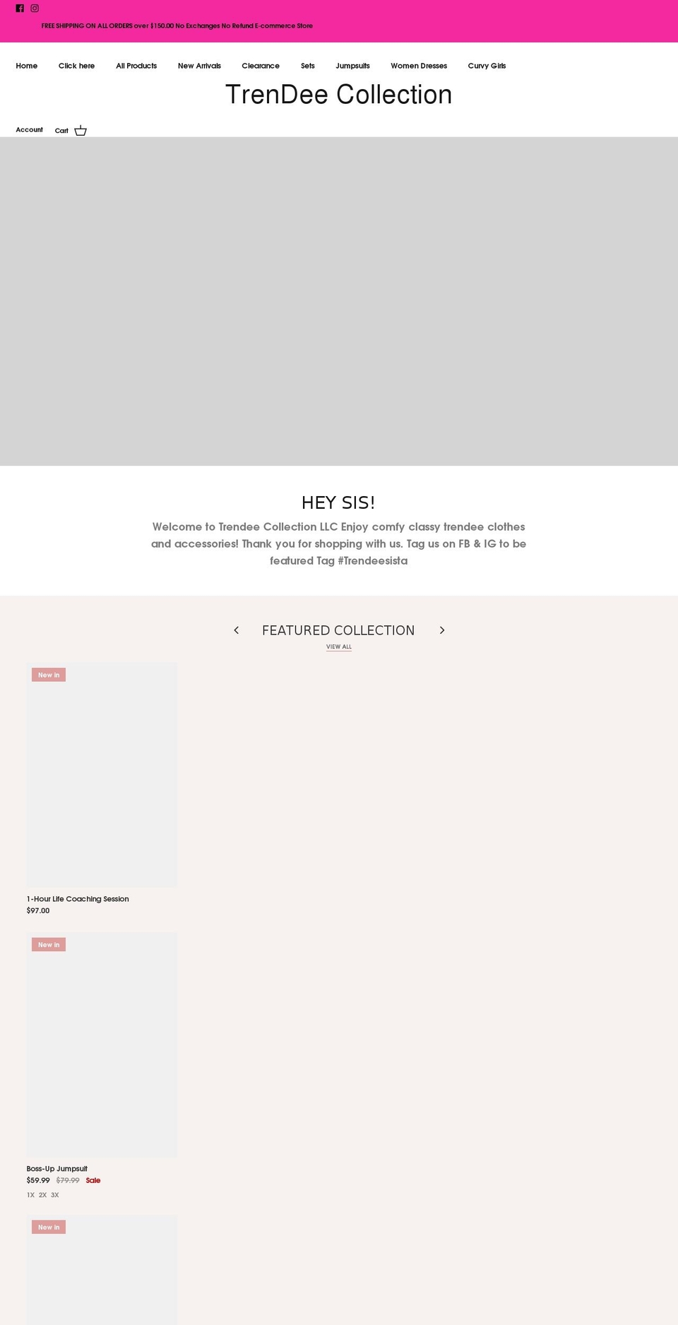 trendeecollection.com shopify website screenshot