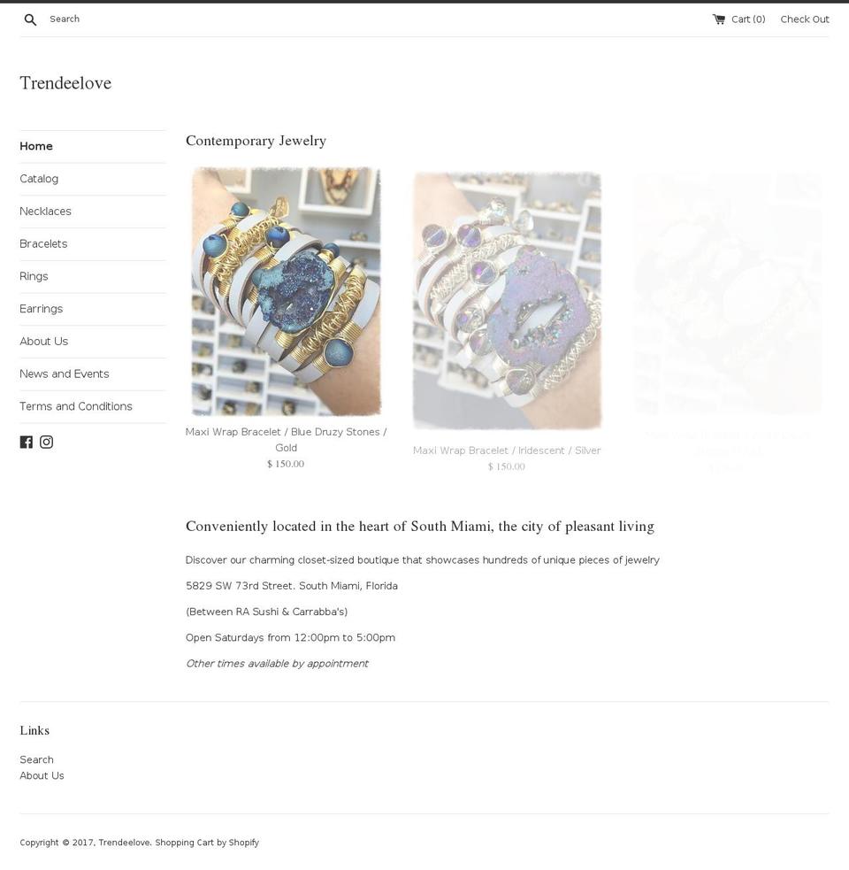 trendeelove.com shopify website screenshot