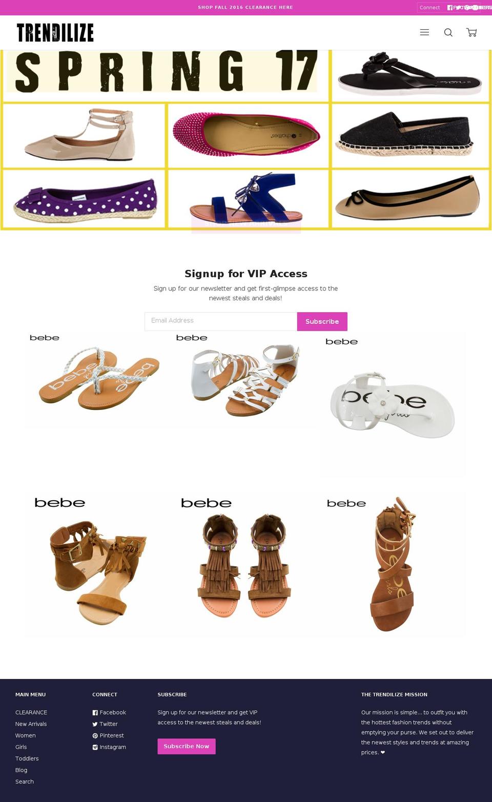 Canopy Shopify theme site example trendilize.com