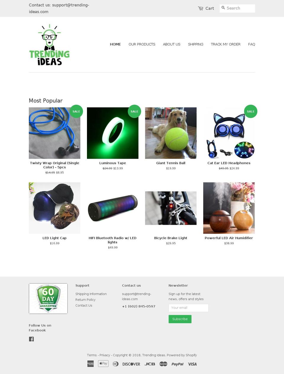 trending-ideas.com shopify website screenshot