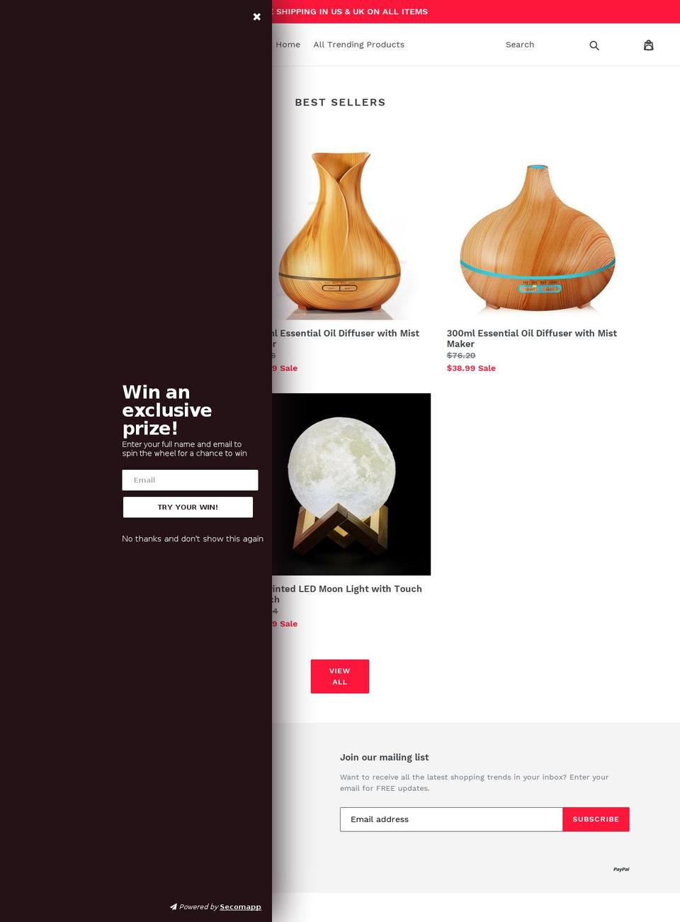 trending.win shopify website screenshot