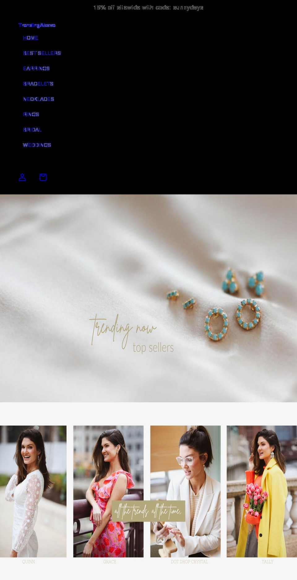 trendingabove.com shopify website screenshot