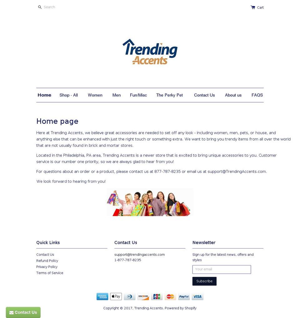 trendingaccents.com shopify website screenshot