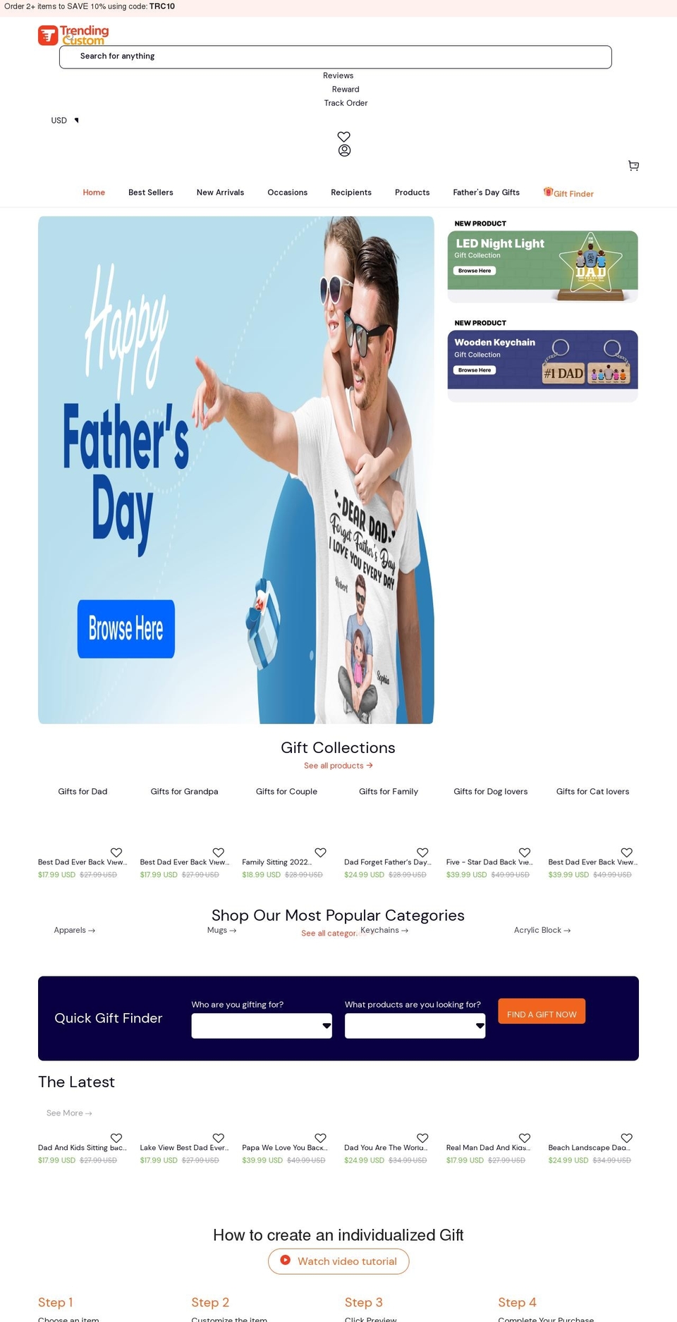 trendingcustom.com shopify website screenshot