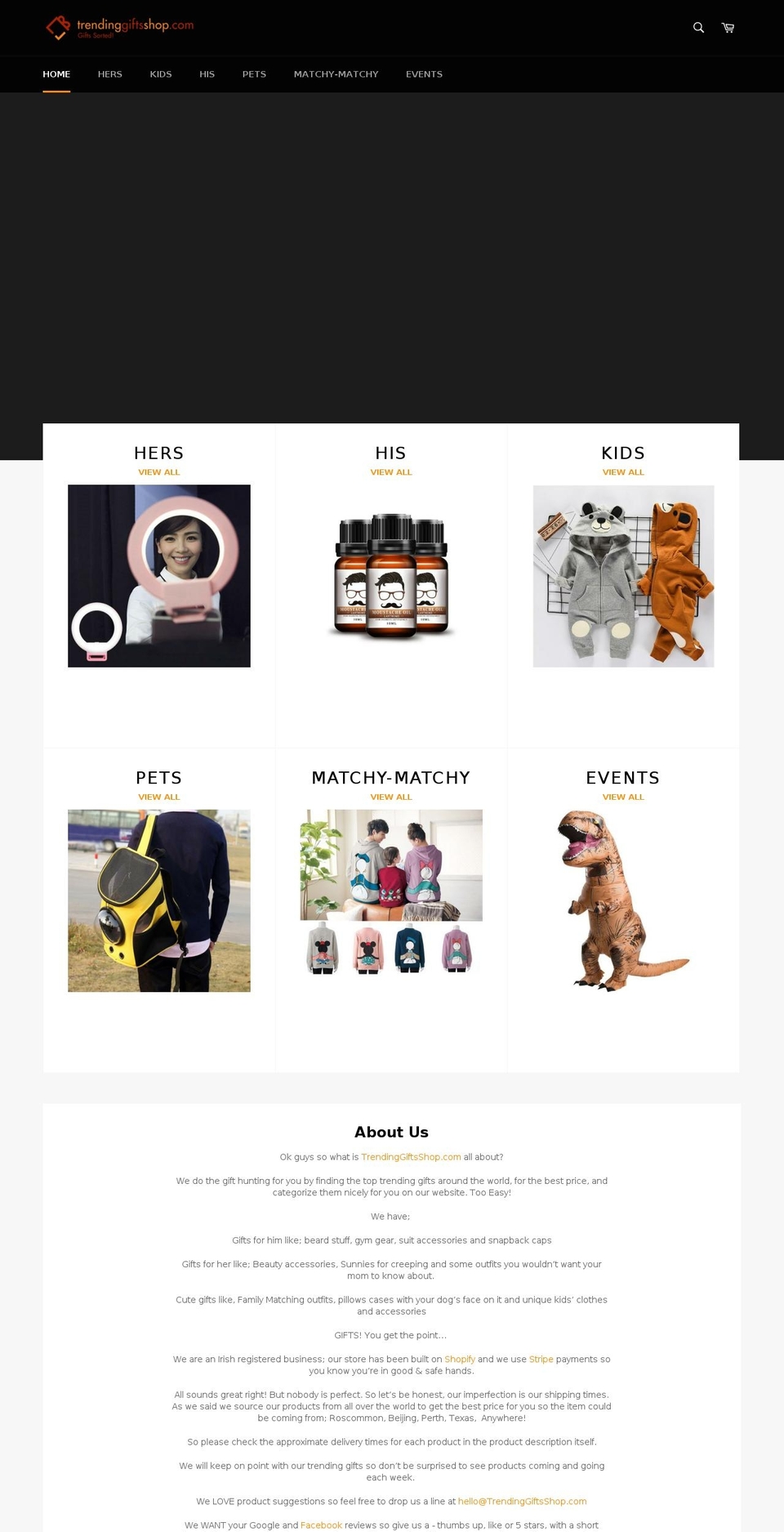 trendinggiftsshop.com — Shopify storefront screenshot