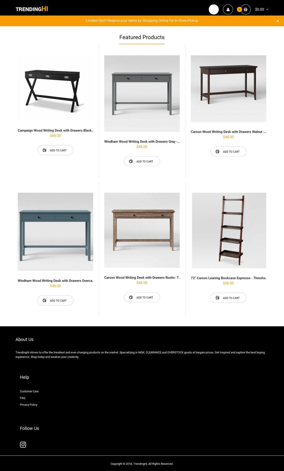 trendinghi.com shopify website screenshot