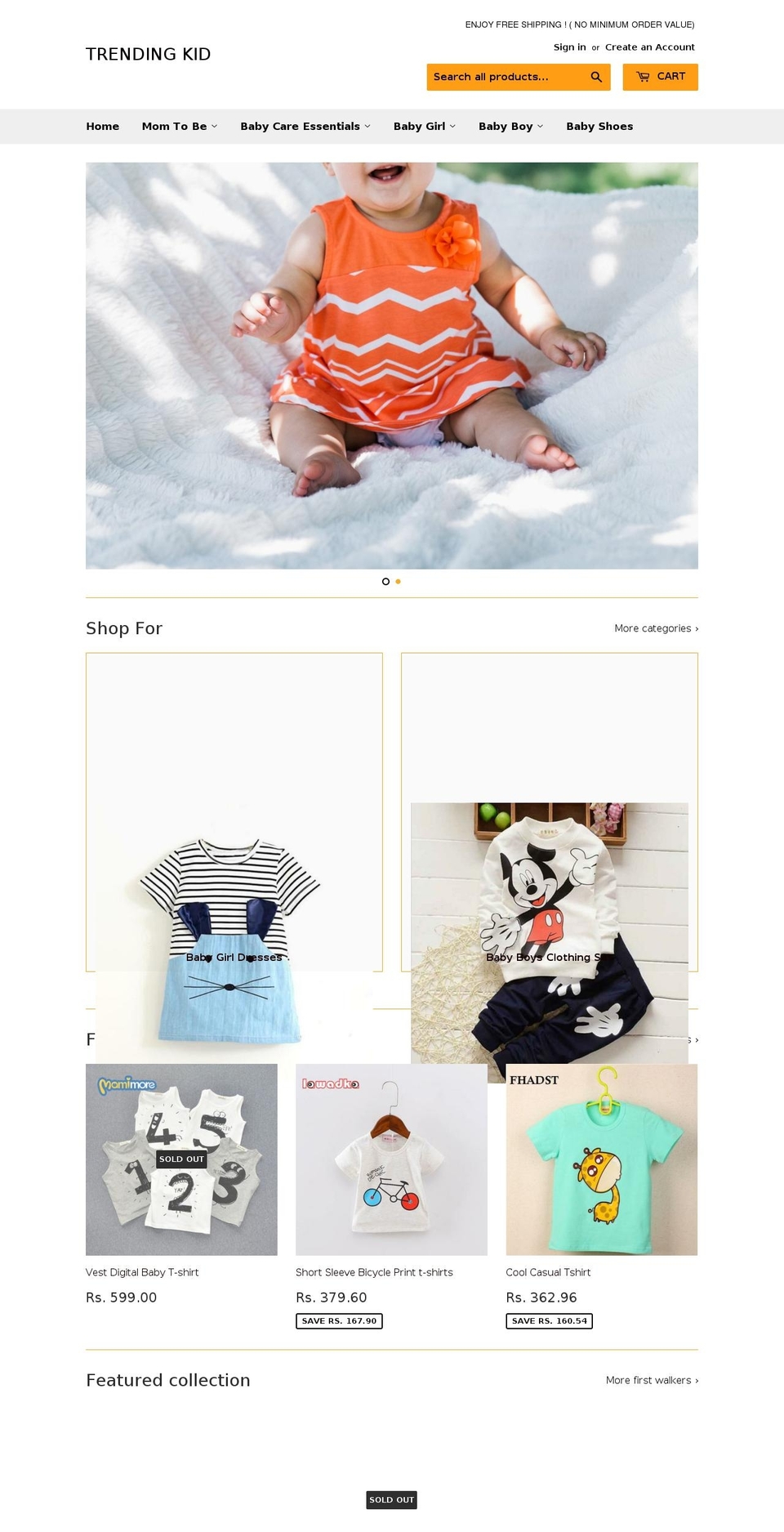 trendingkid.com — Shopify storefront screenshot