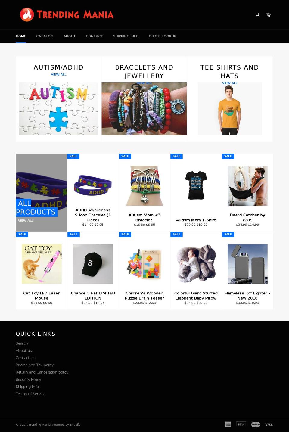 trendingmania.com shopify website screenshot