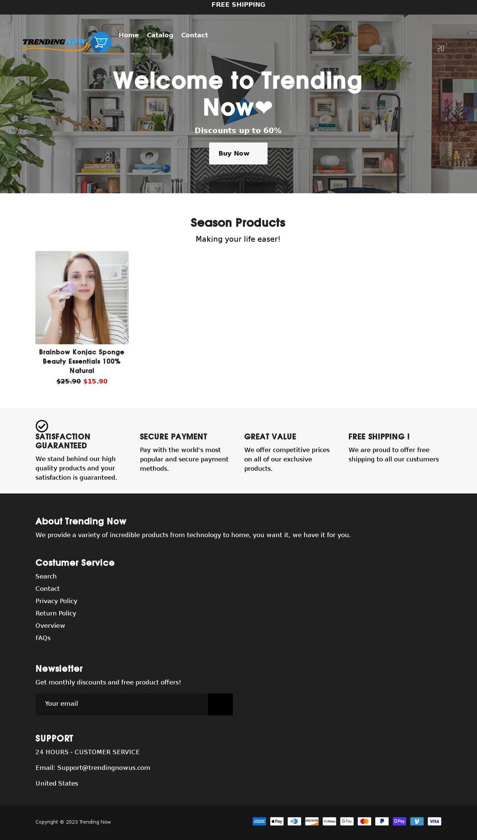 trendingnowus.com shopify website screenshot