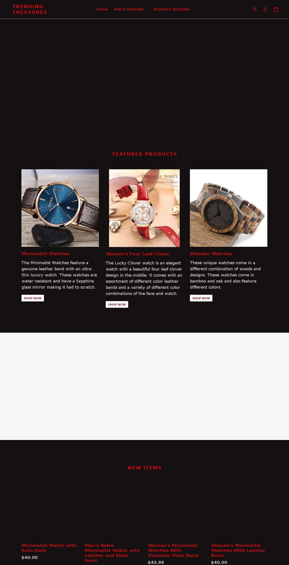 trendingtreasures.net shopify website screenshot