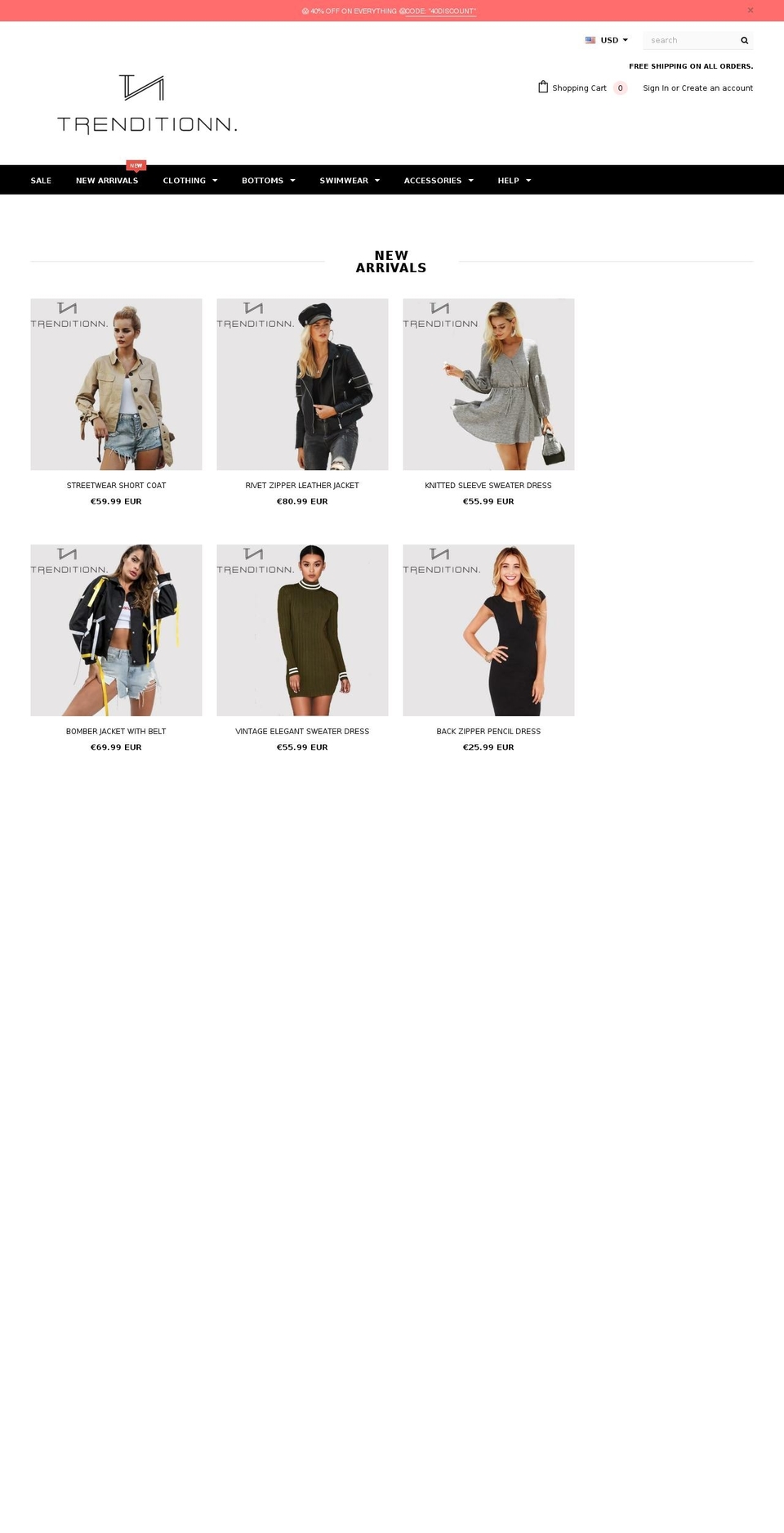 trenditionn.com — Shopify storefront screenshot
