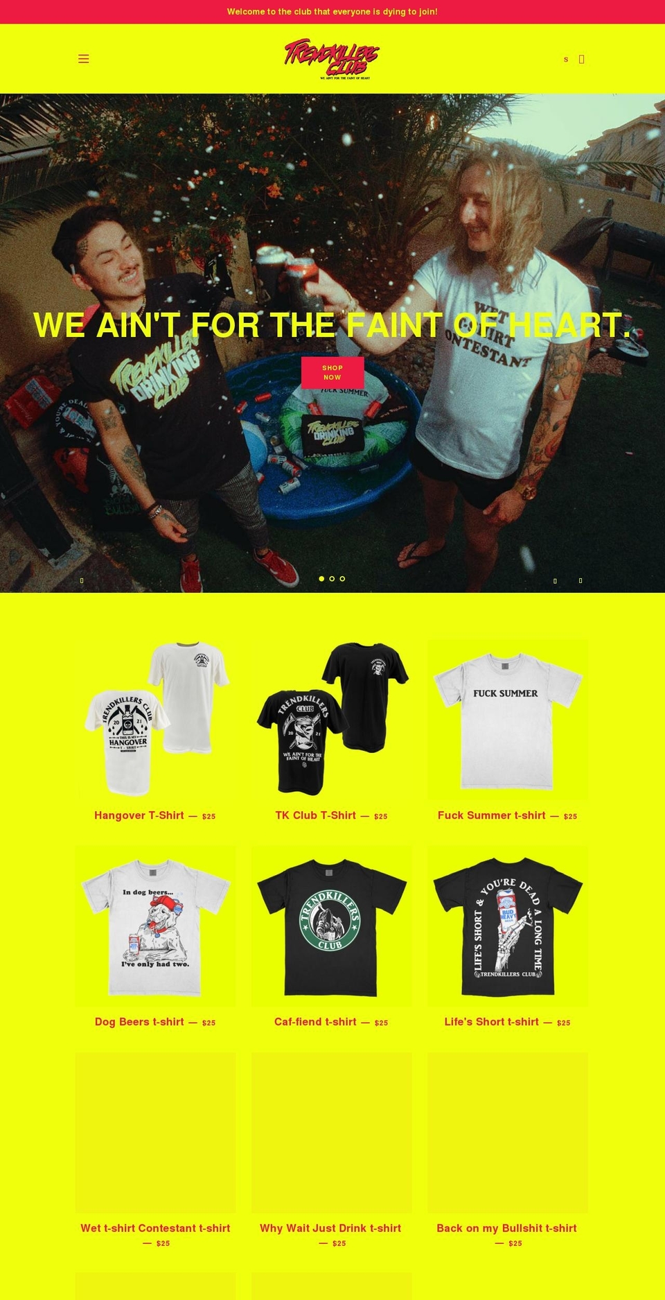 trendkillersclub.com shopify website screenshot