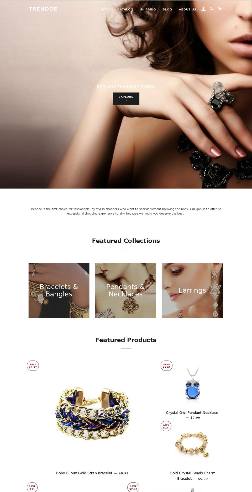 trendoe.com shopify website screenshot
