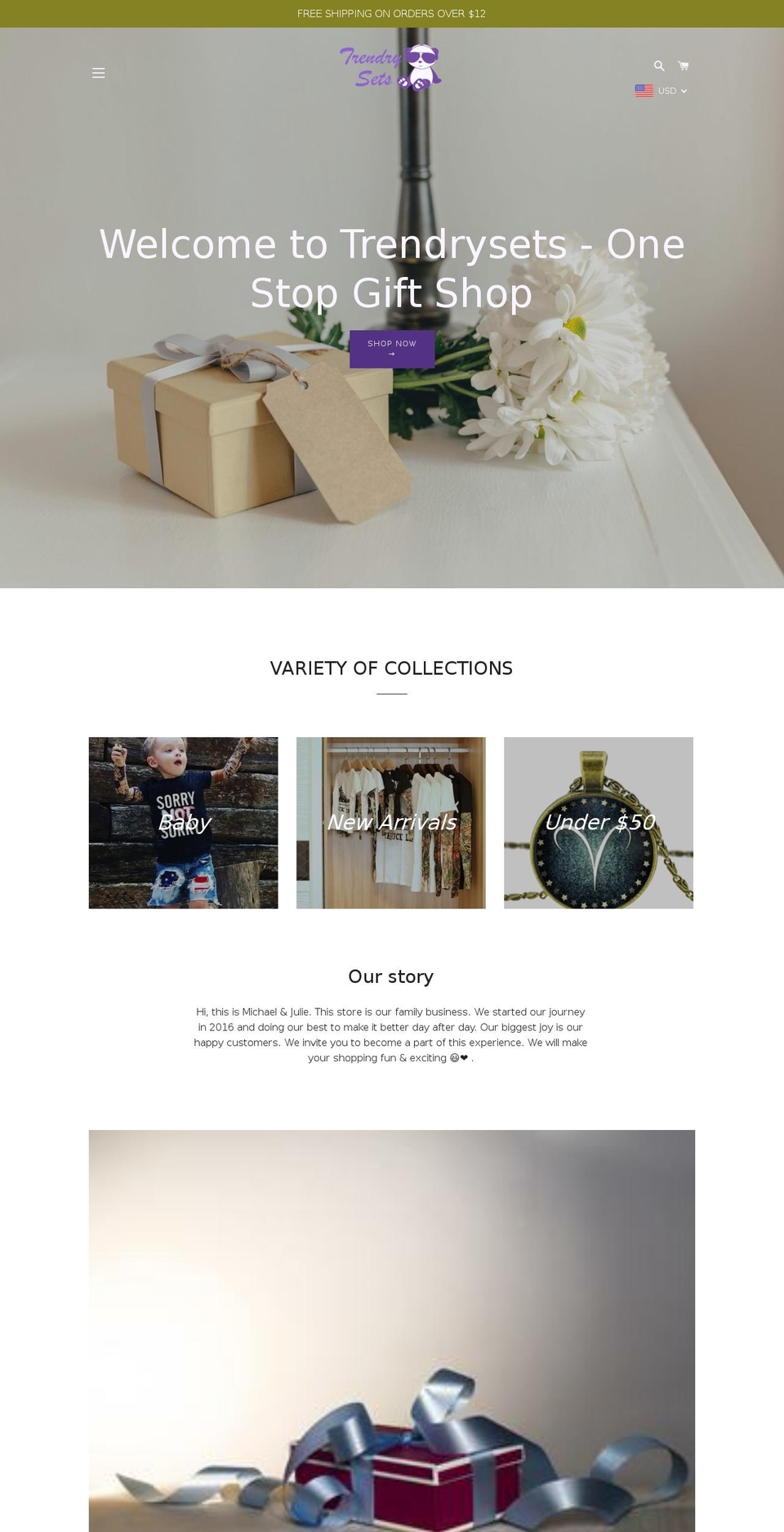 trendrysets.com — Shopify storefront screenshot