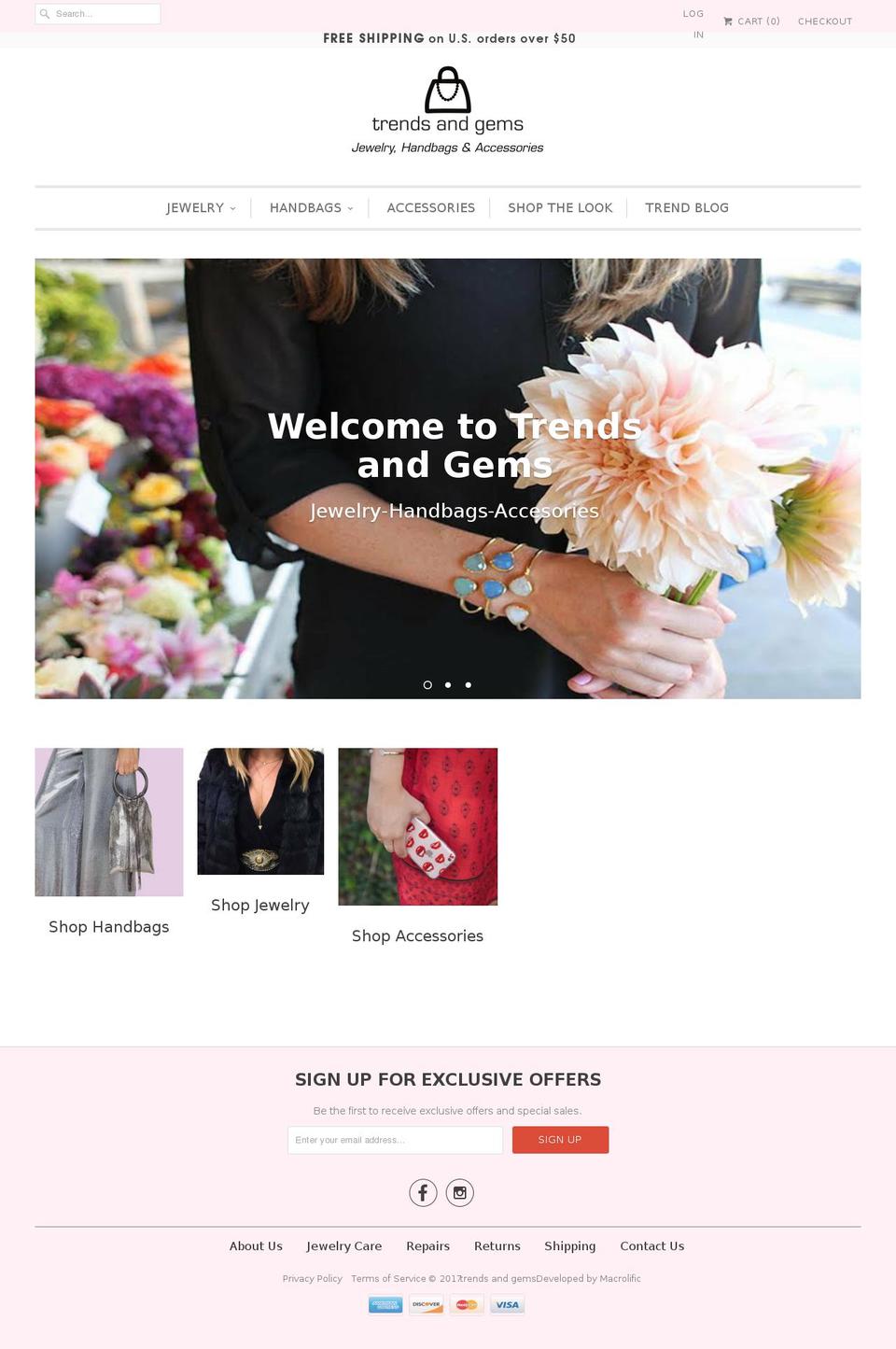 trendsandgems.com shopify website screenshot