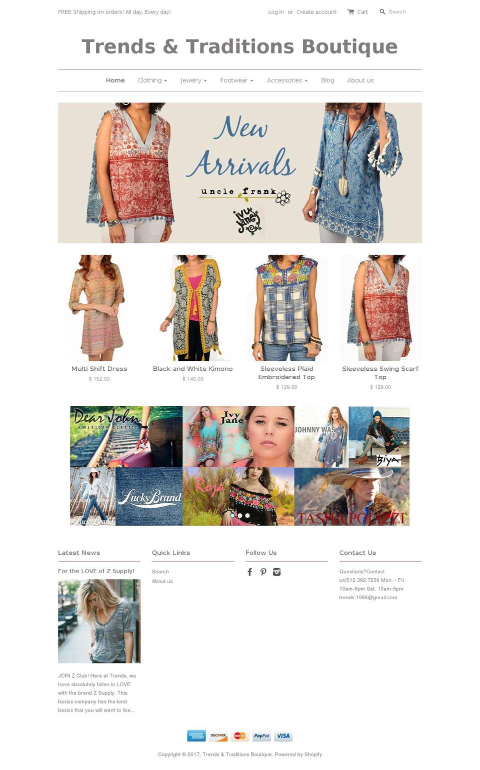 trendsandtraditionsboutique.com shopify website screenshot