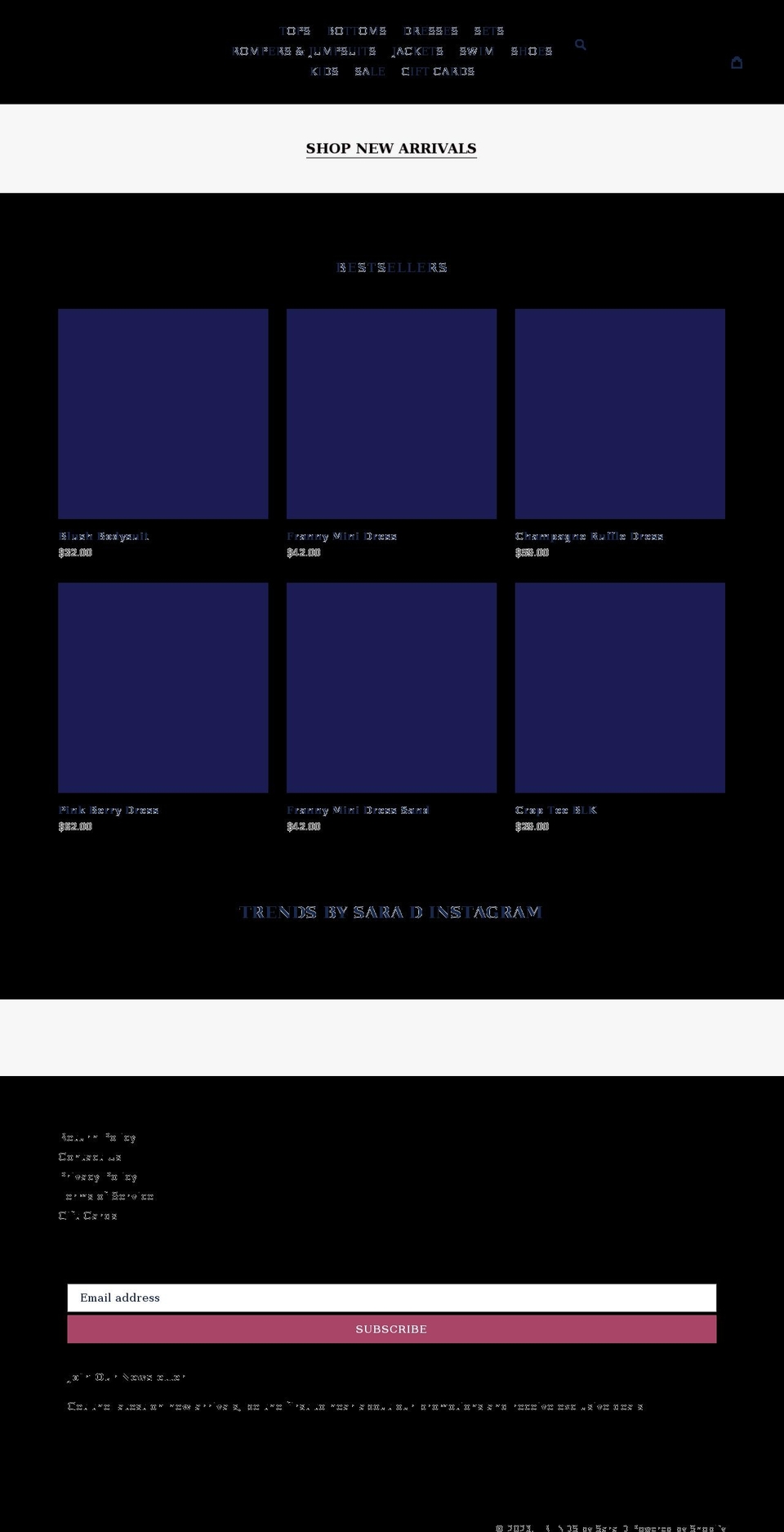 trendsbysarad.com shopify website screenshot