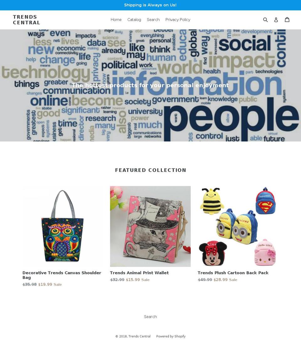 trendscentralonline.com — Shopify storefront screenshot