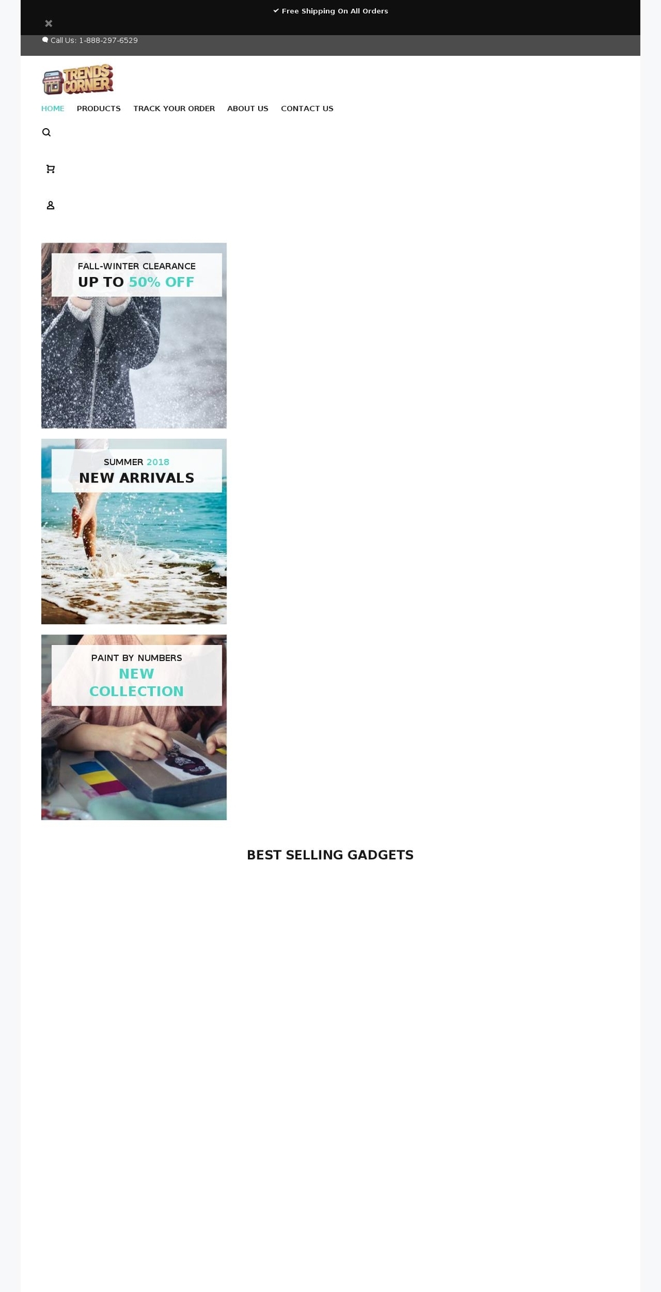 trendscorner.com shopify website screenshot