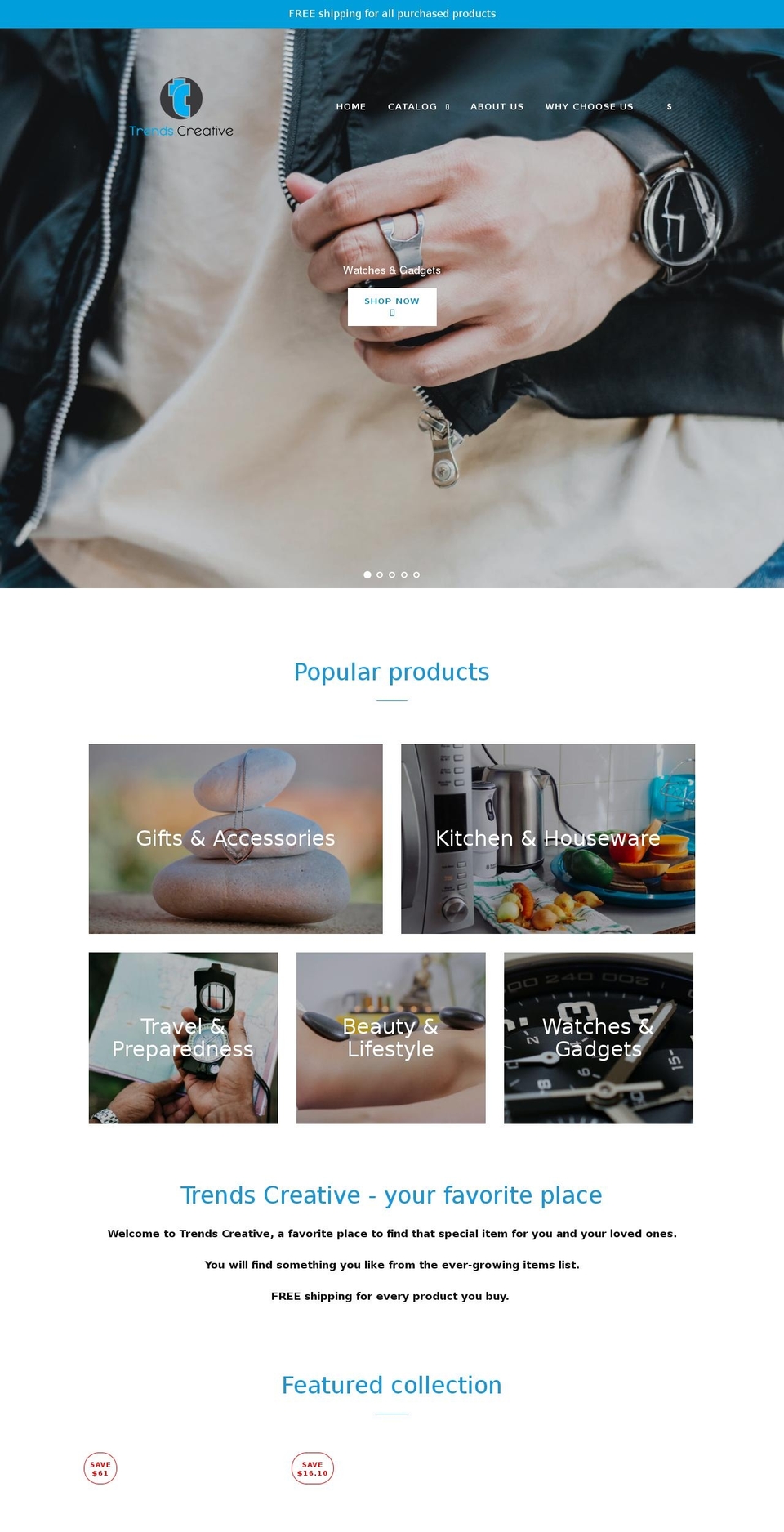 trendscreative.com — Shopify storefront screenshot