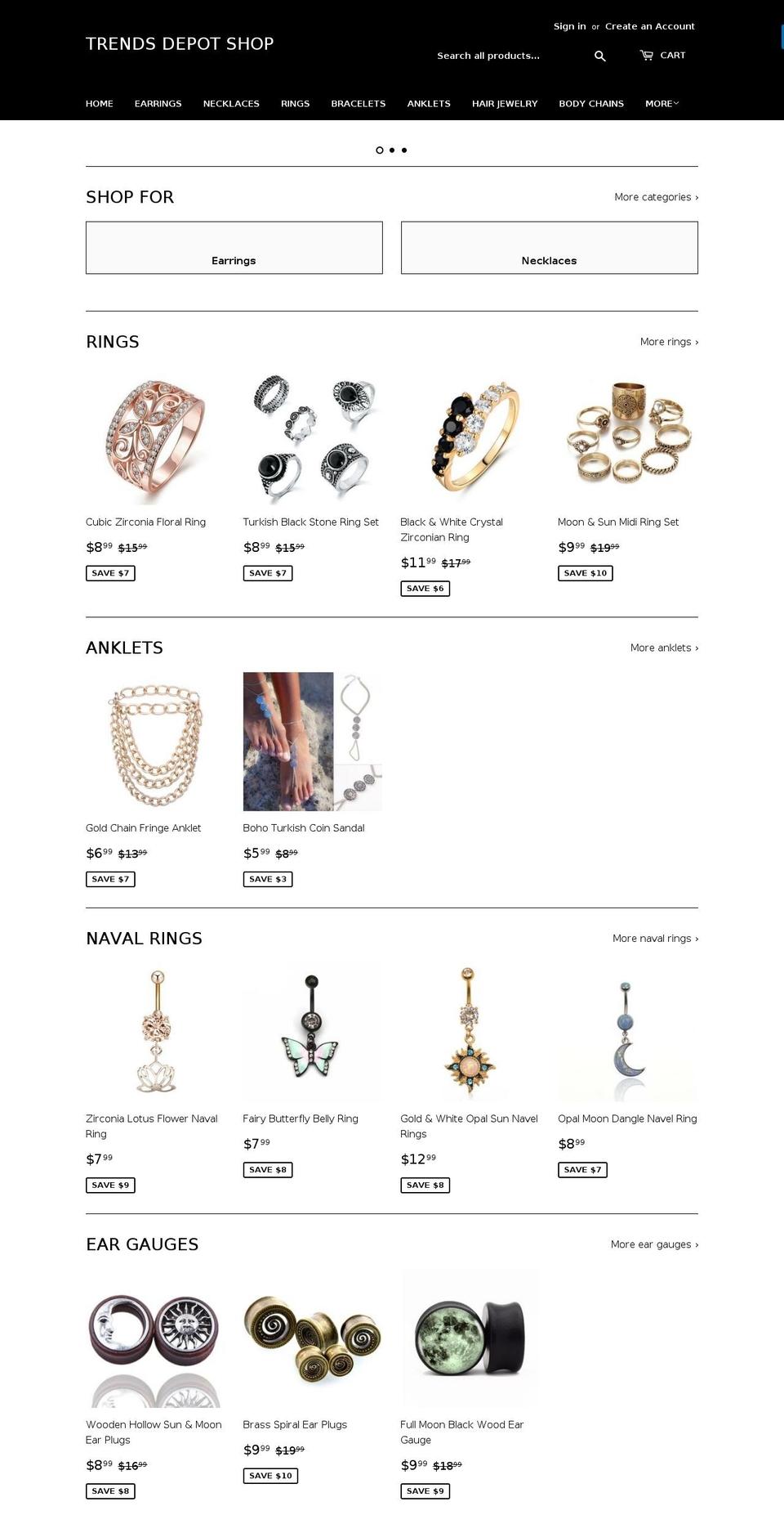 trendsdepotshop.com — Shopify storefront screenshot