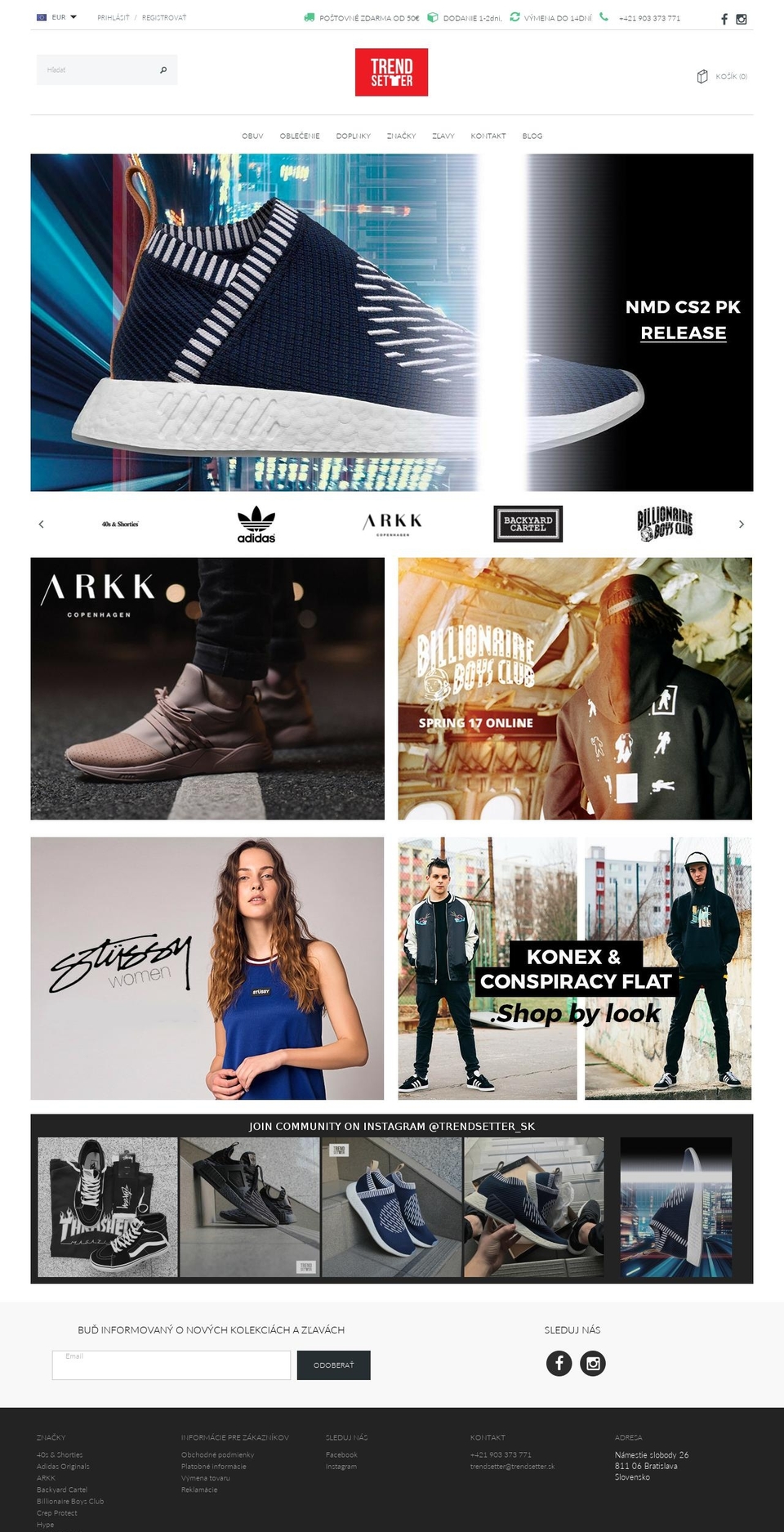 trendsetter.sk shopify website screenshot